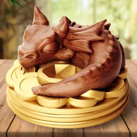 Статуэтка "Спящий дракон на монетах"